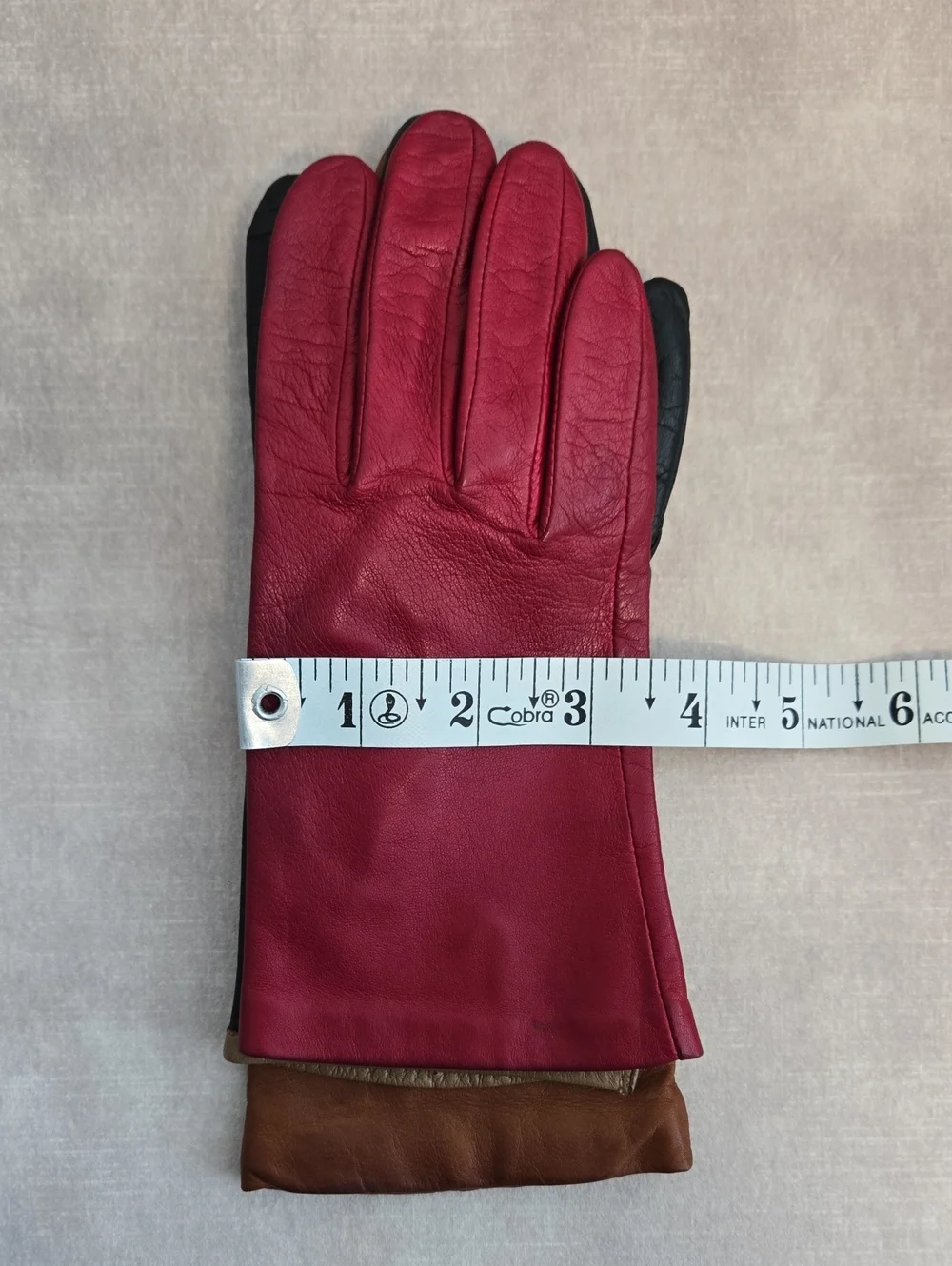Leather Women's Gloves - Camel, Black, Red, Size 6-6.5